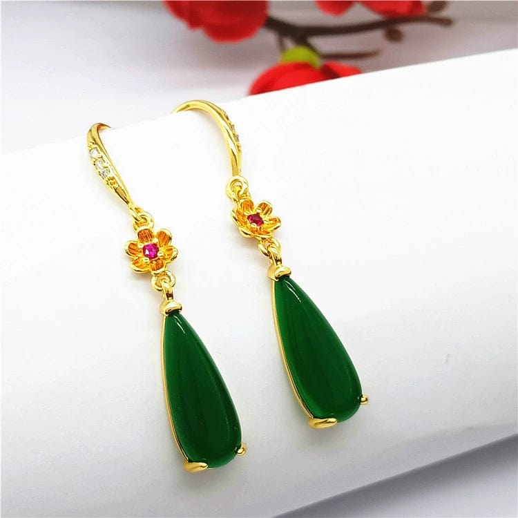 Bieauli Jewellery London Earrings Natural Jadeite Earrings in Emerald Green