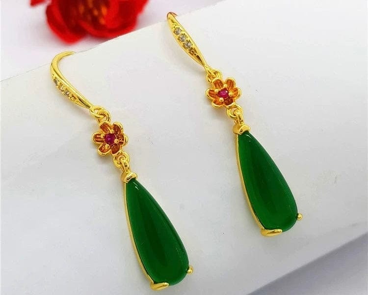 Bieauli Jewellery London Earrings Natural Jadeite Earrings in Emerald Green