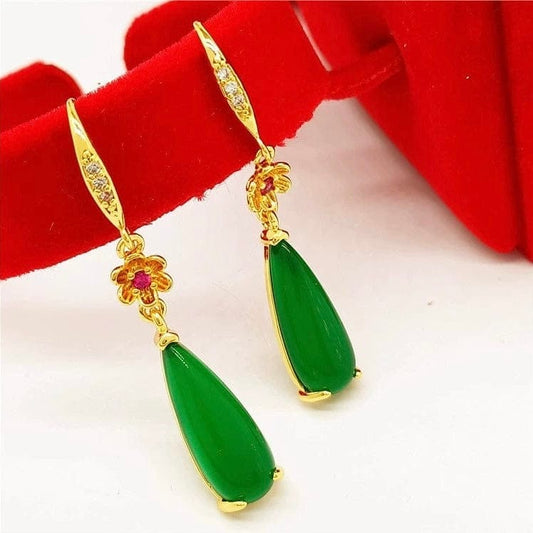 Bieauli Jewellery London Earrings Natural Jadeite Earrings in Emerald Green