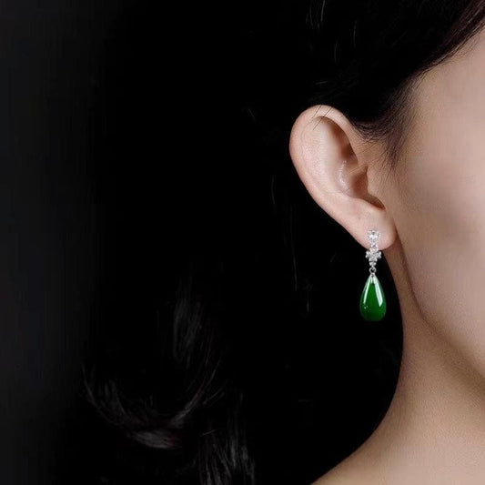 Bieauli Jewellery London Earrings Natural Jasper Water Drop S925 Silver Earrings