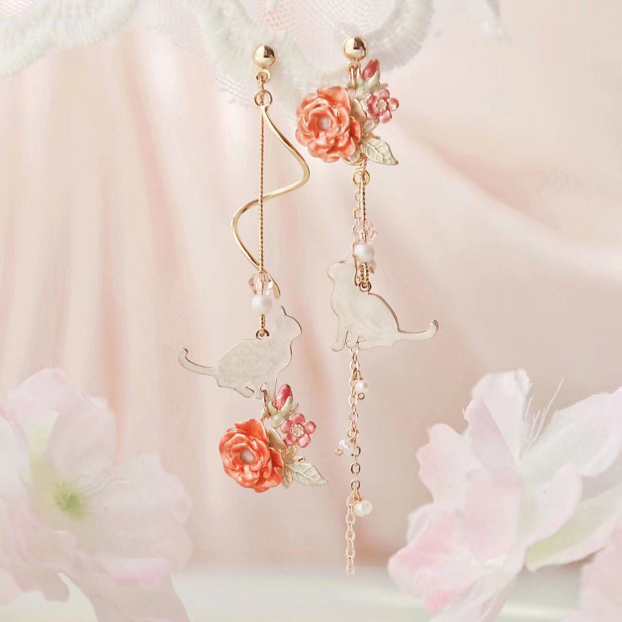 Bieauli Jewellery London Earrings Queen Rose Fantasy Flower Summer Earrings, Korean Earrings, Dangle Drop Earrings