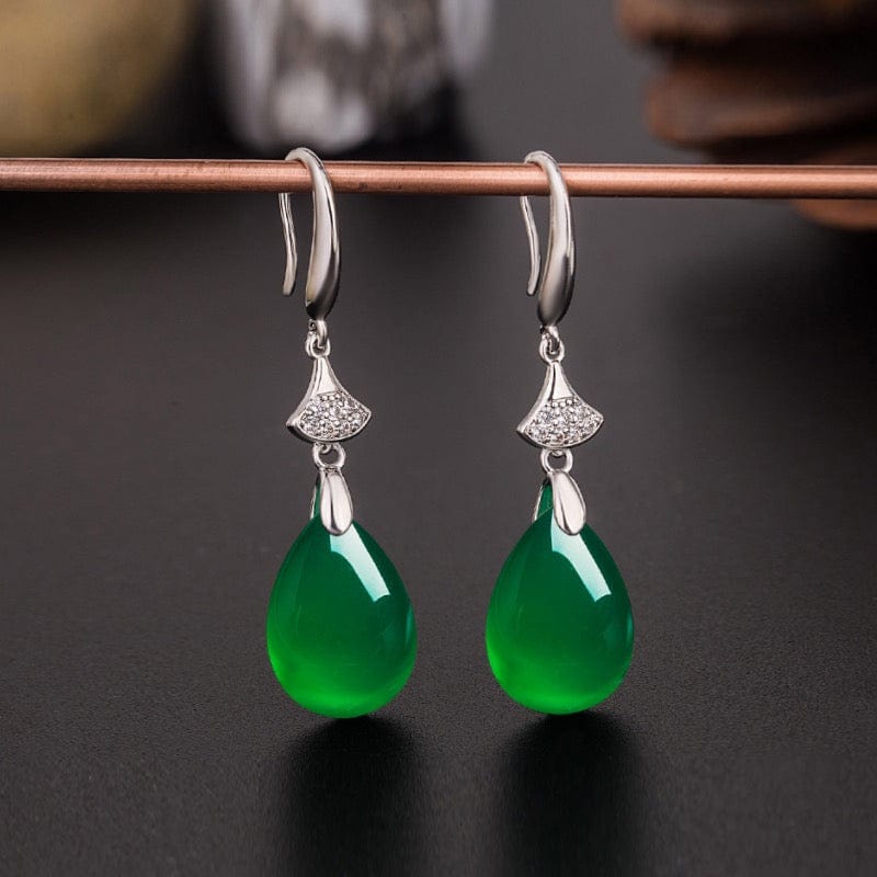Bieauli Jewellery London Earrings Retro Emerald Teardrop Earrings