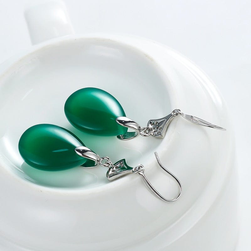 Bieauli Jewellery London Earrings Retro Emerald Teardrop Earrings
