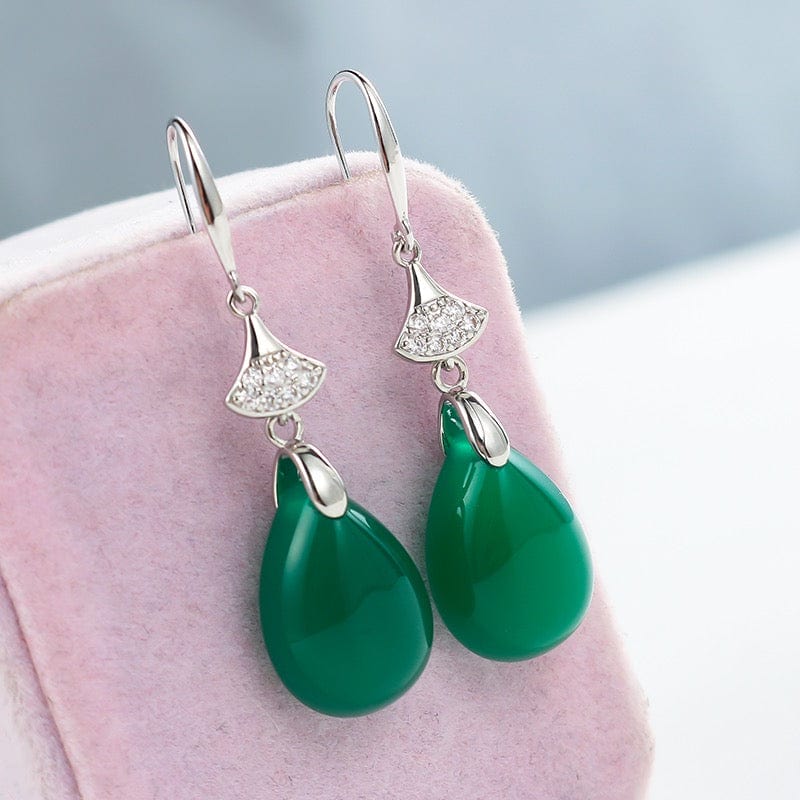 Bieauli Jewellery London Earrings Retro Emerald Teardrop Earrings