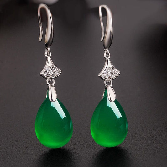 Bieauli Jewellery London Earrings Retro Emerald Teardrop Earrings