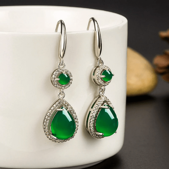 Bieauli Jewellery London Earrings Retro Green Drop Earrings- Emerald Color