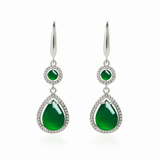 Bieauli Jewellery London Earrings Retro Green Drop Earrings- Emerald Color