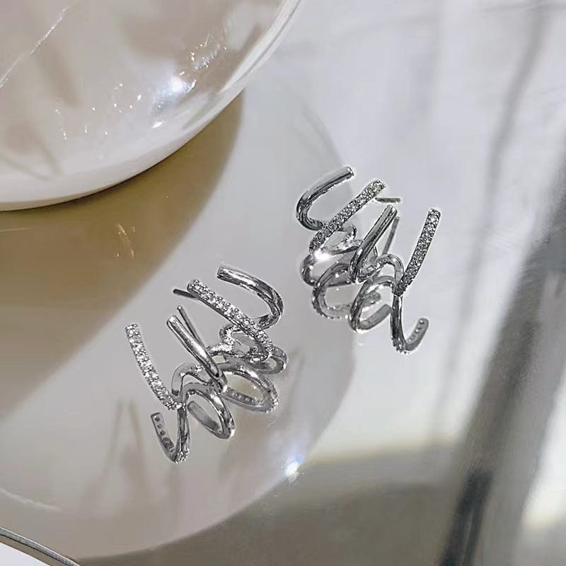 Bieauli Jewellery London Earrings Silver Four-claw Ear Row Earrings