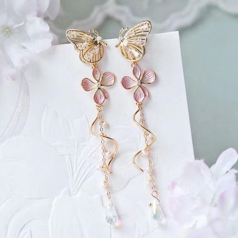 Bieauli Jewellery London Earrings Vivid Butterfly Fantasy Flower Summer Earrings, Korean Earrings, Dangle Drop Earrings