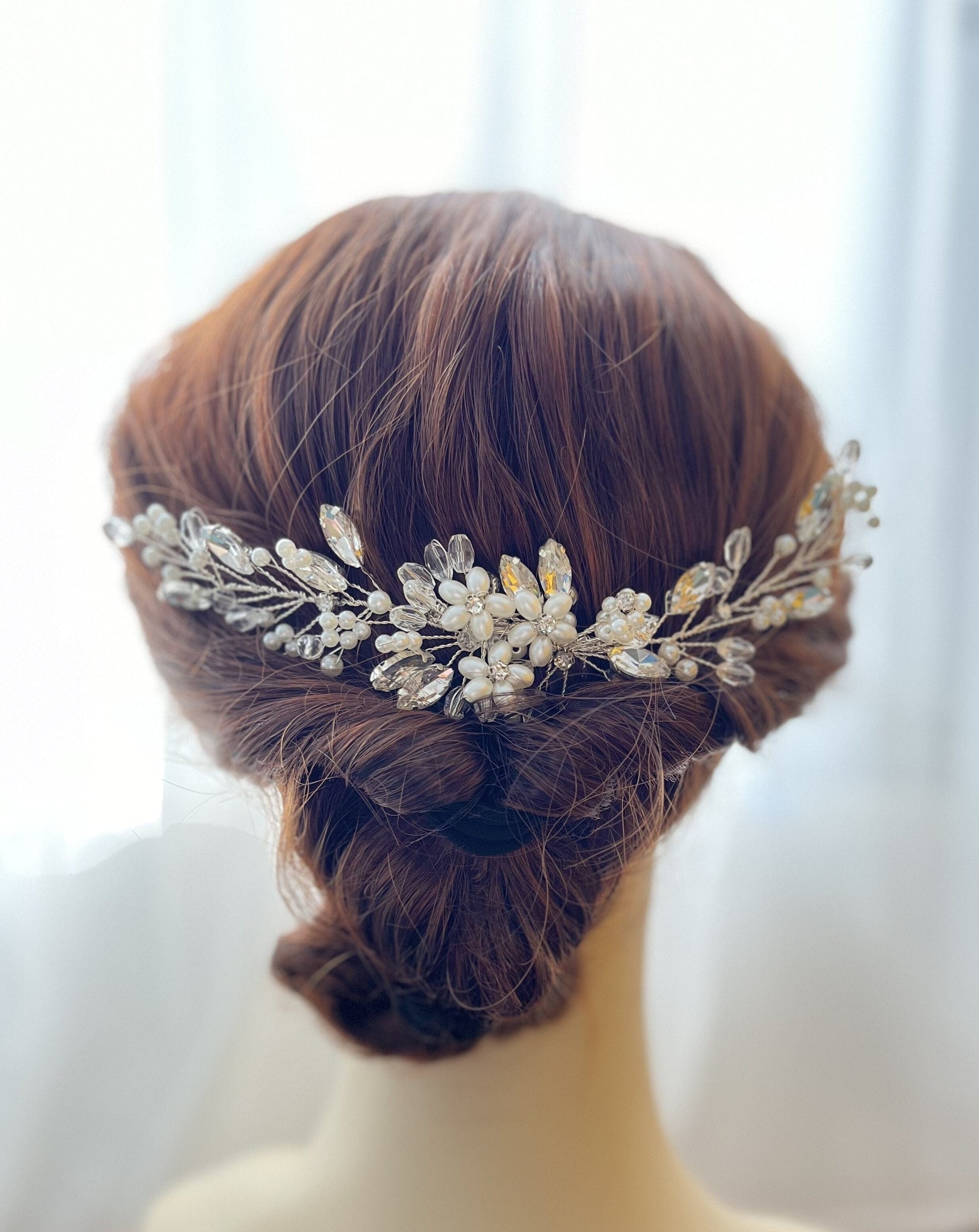 Bieauli Jewellery London hair accessories Handmade ceramic crystal comb wedding tiara bridesmaid gift for daughter, white ceramic flower tiara