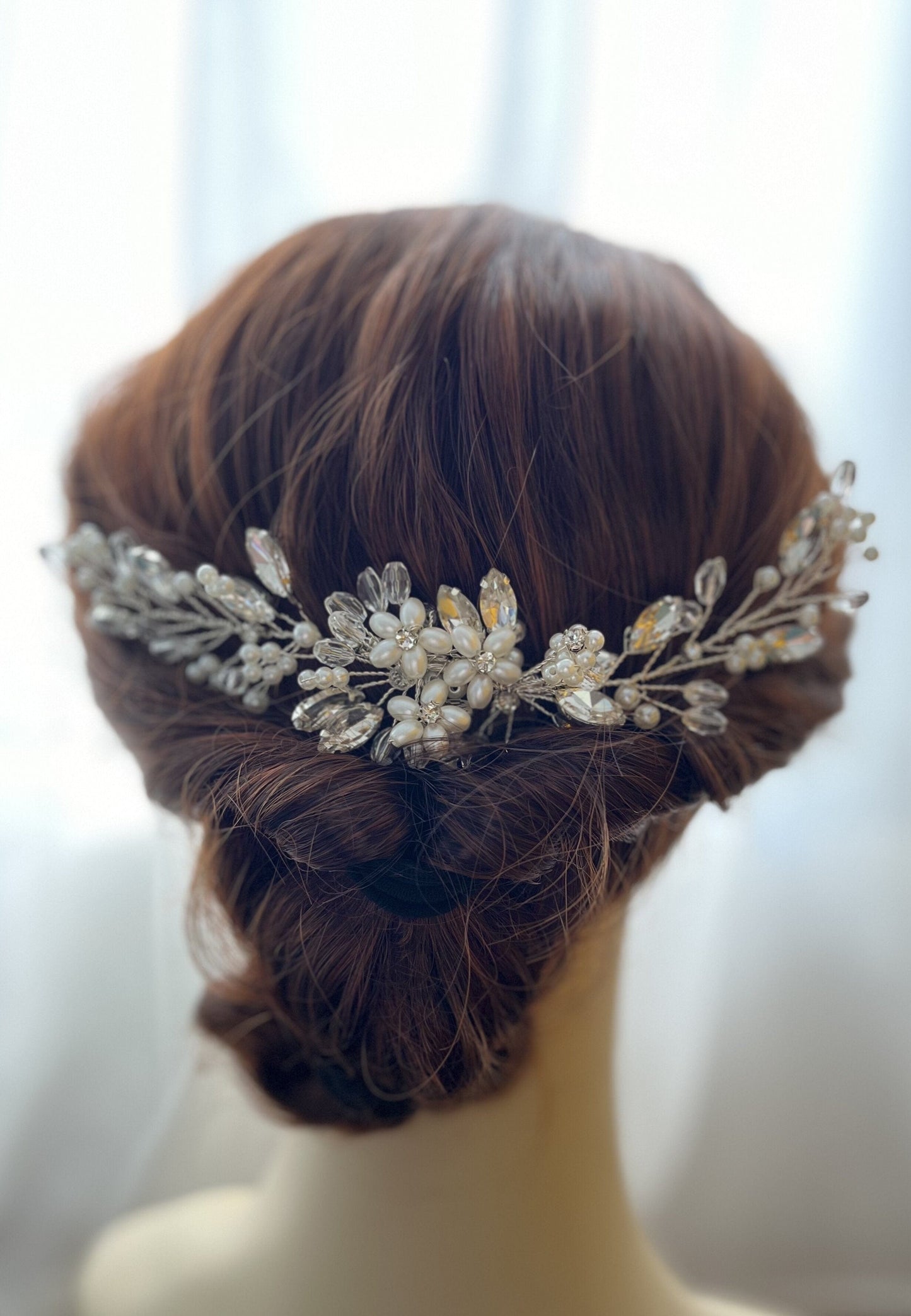 Bieauli Jewellery London hair accessories Handmade ceramic crystal comb wedding tiara bridesmaid gift for daughter, white ceramic flower tiara