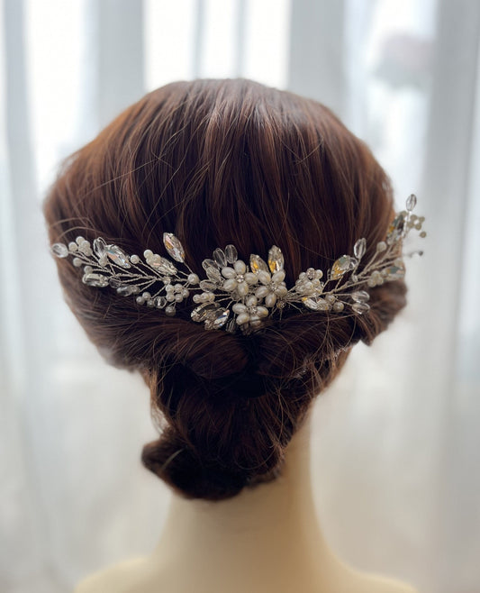 Bieauli Jewellery London hair accessories Handmade ceramic crystal comb wedding tiara bridesmaid gift for daughter, white ceramic flower tiara