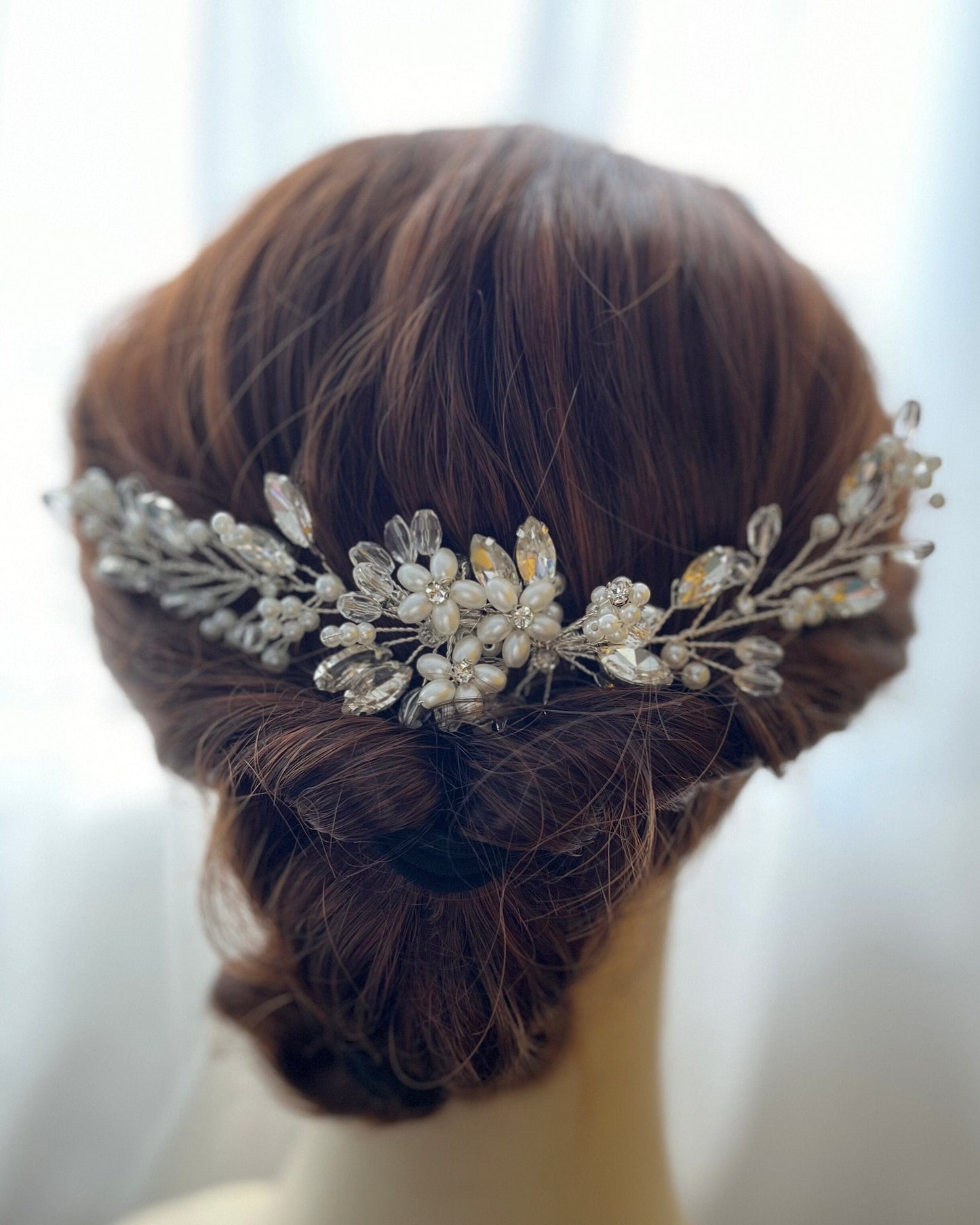 Bieauli Jewellery London hair accessories Handmade ceramic crystal comb wedding tiara bridesmaid gift for daughter, white ceramic flower tiara