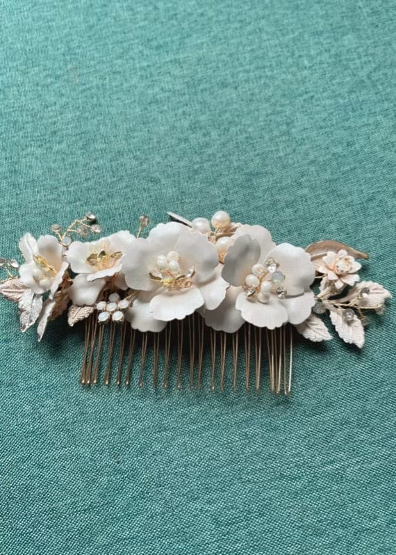 Bieauli Jewellery London hair accessories Handmade ceramic crystal comb, wedding tiara, bridesmaid gift, send best friend