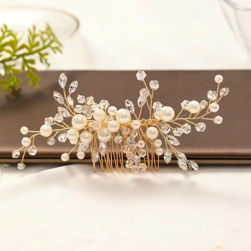 Bieauli Jewellery London hair accessories Handmade Pearl Rhinestone Hair Comb