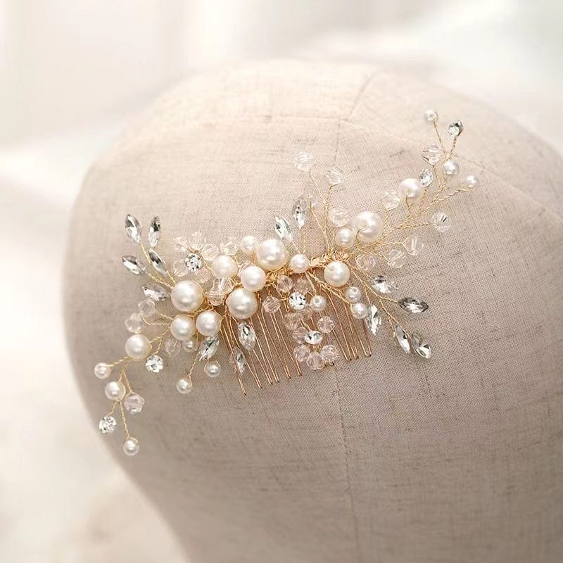 Bieauli Jewellery London hair accessories Handmade Pearl Rhinestone Hair Comb