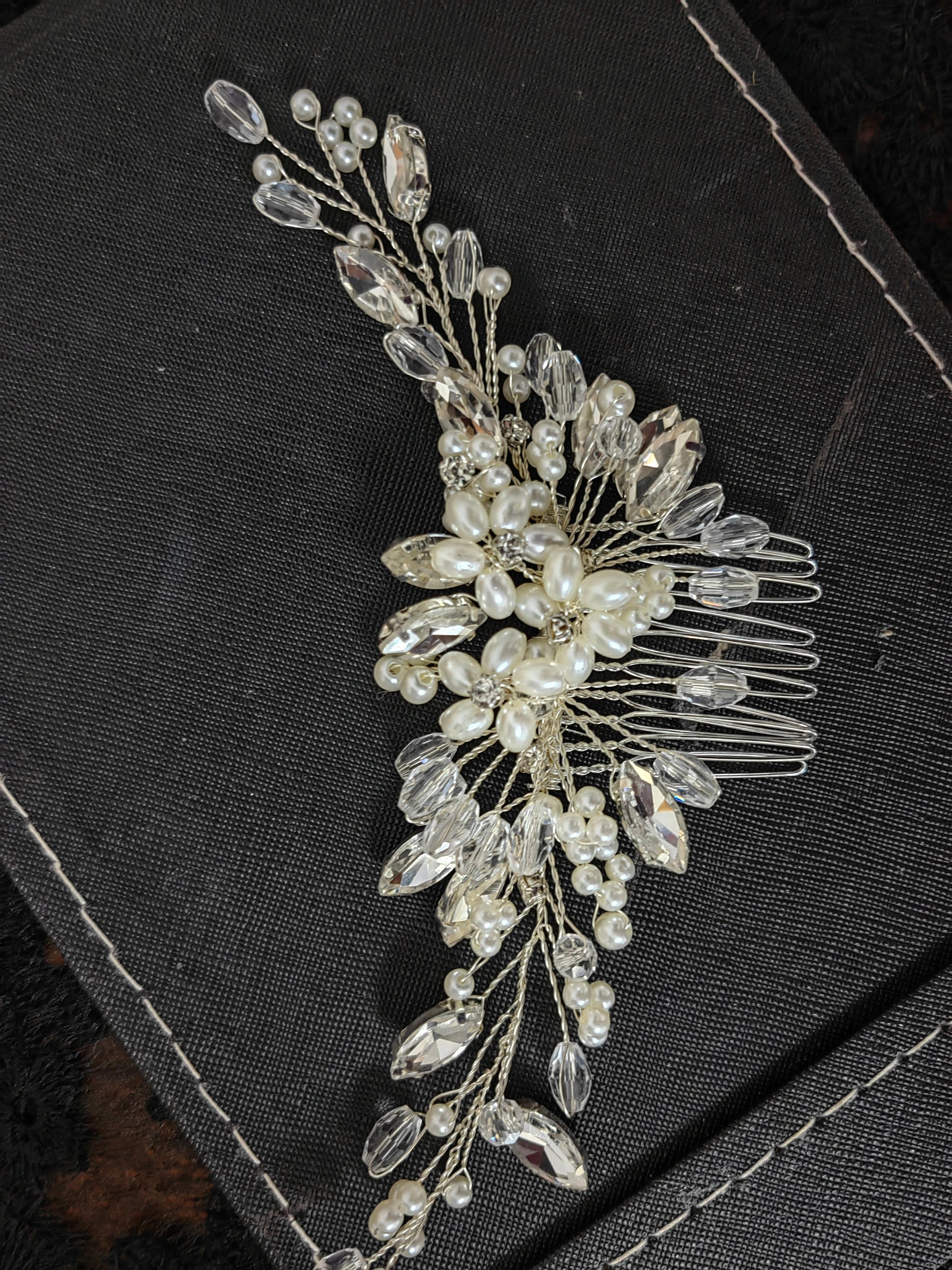 Bieauli Jewellery London hair accessories Handmade Pearl Rhinestone Hair Comb