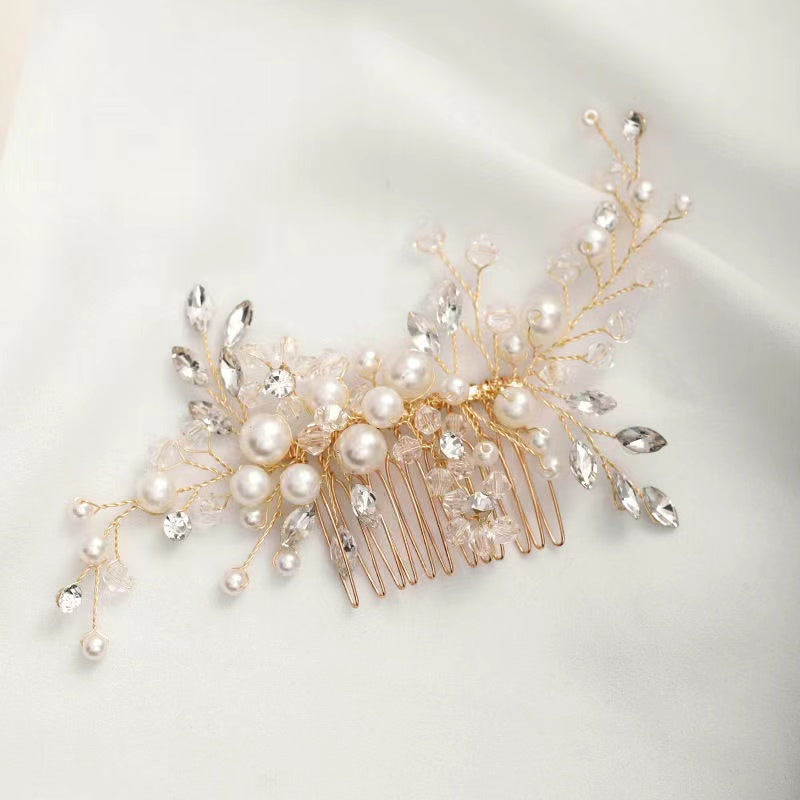 Bieauli Jewellery London hair accessories Handmade Pearl Rhinestone Hair Comb