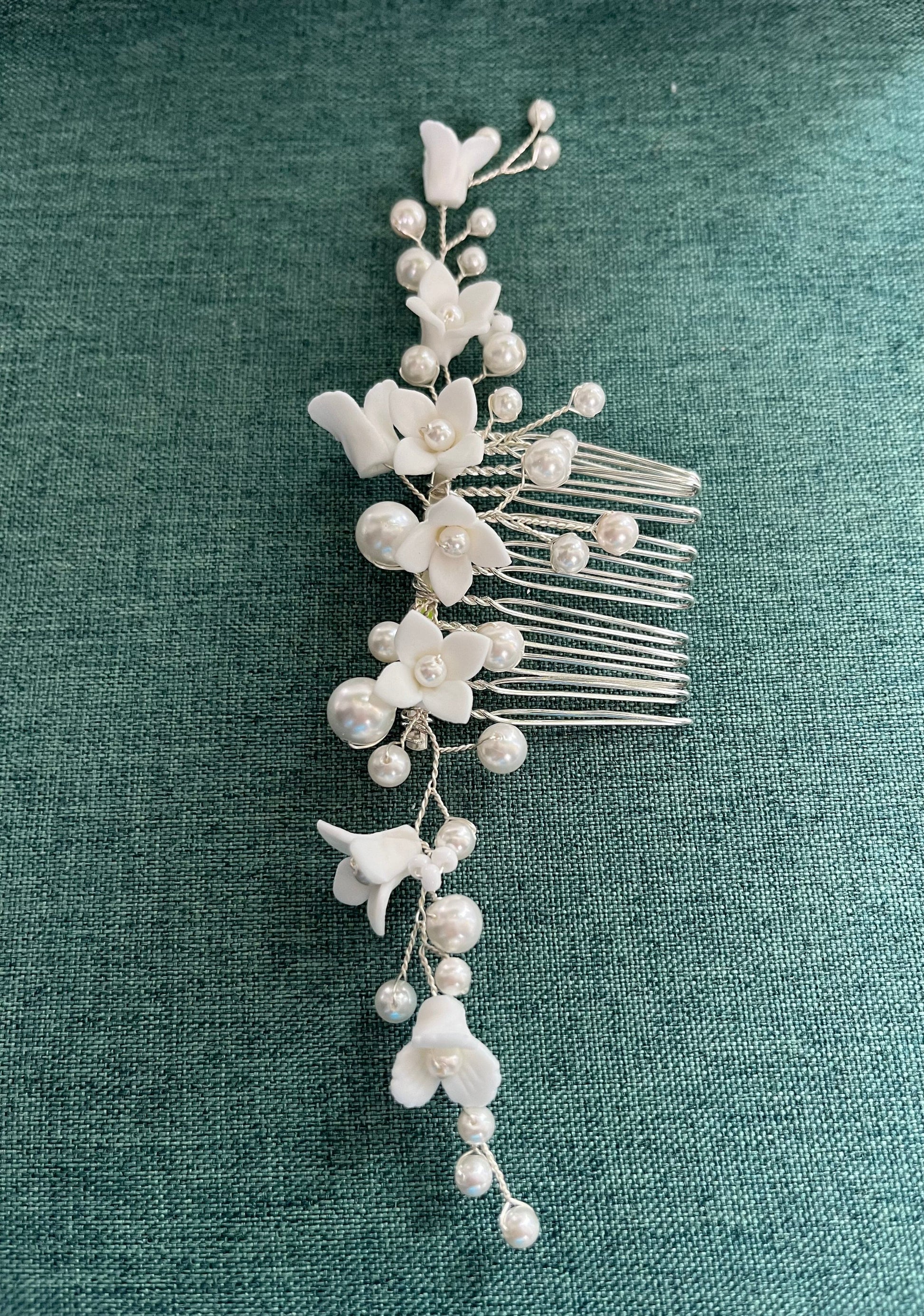 Bieauli Jewellery London hair accessories Smaller Flower Bridal Headpiece, Bride Hair Combs,  Porcelain Flower Hair Combs Wedding Bridal Gold Bride Hairpiece, Bridesmaid Hair Clips