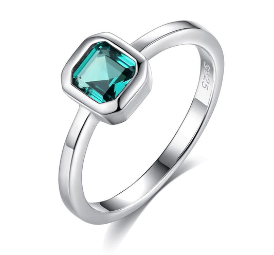 Bieauli Jewellery London Ring Gold and Sterling Silver Emerald Ring with Silver Band