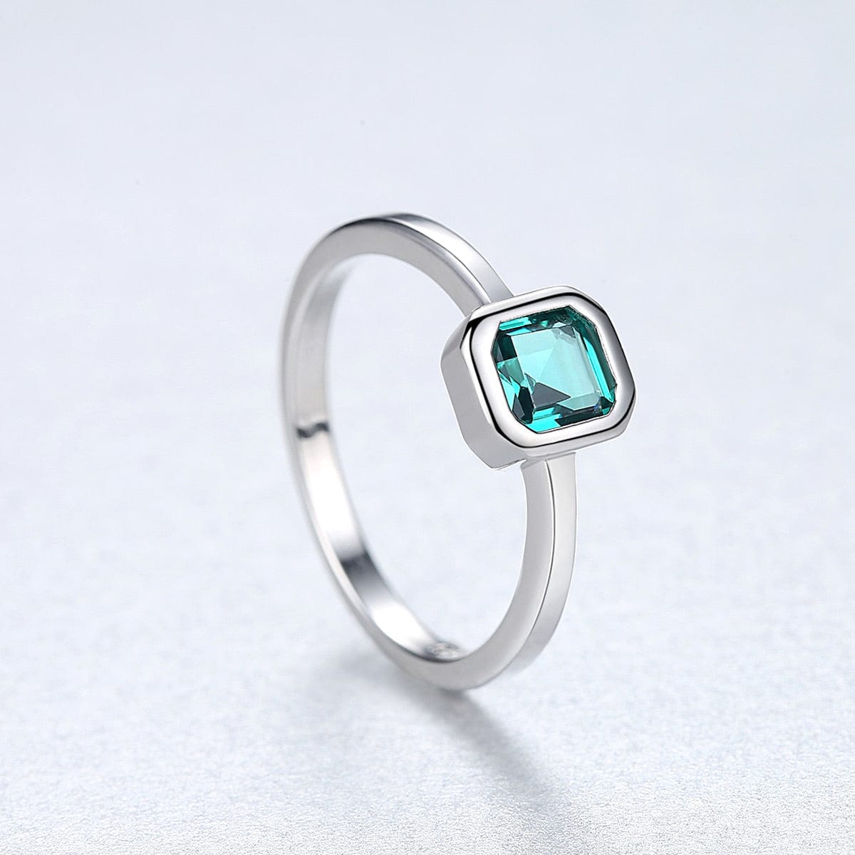 Bieauli Jewellery London Ring Gold and Sterling Silver Emerald Ring with Silver Band