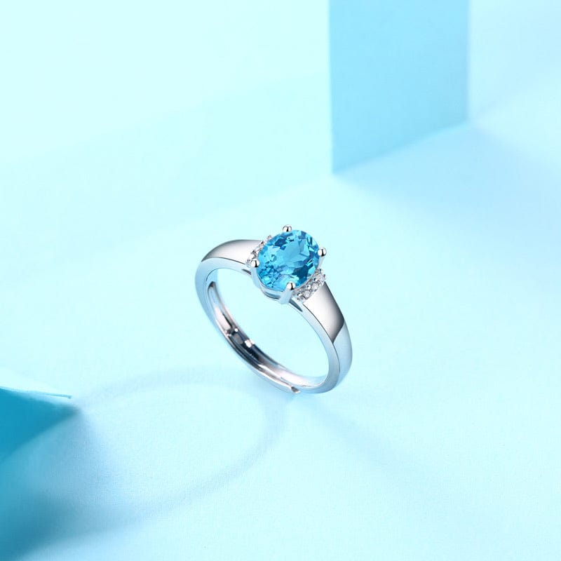 Bieauli Jewellery London Ring Oval Blue Topaz Engagement Ring