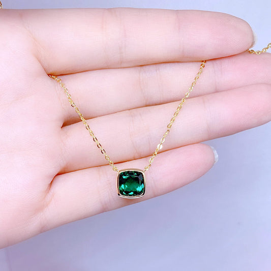 Bieauli Necklace Gold & Emerald Necklace with May Birthstone