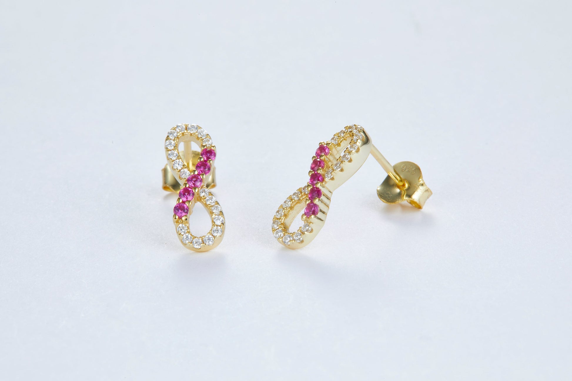 Bieauli Necklace, Ring & Earrings Set Infinity Knot Gold, Ruby & Zirconia Ring, Earrings and Necklace Set