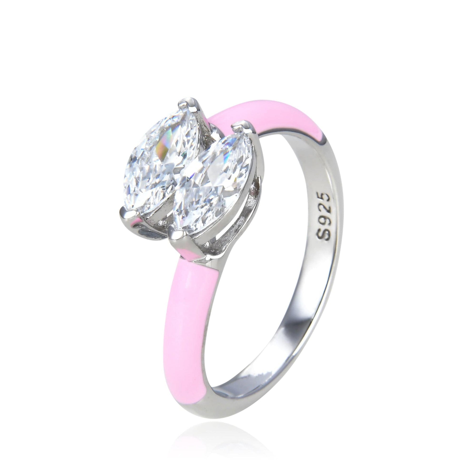 Bieauli Ring 6 / Pink Twin Stone Ring- Open Design Gemstone