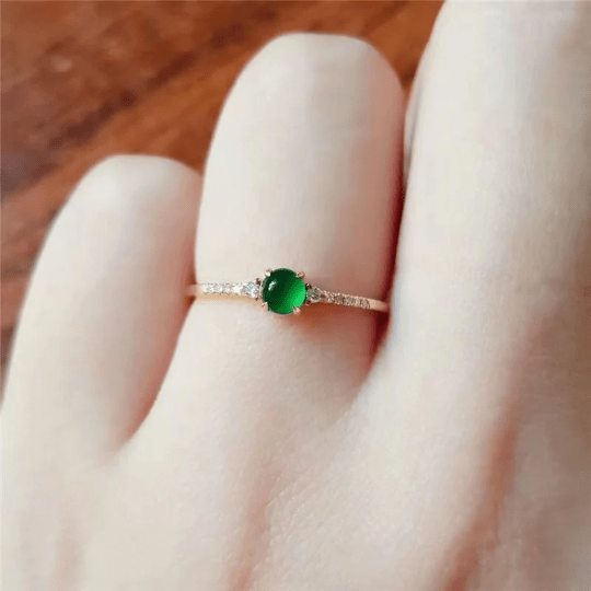 Bieauli Ring green Natural Stone Minimal S925 Jade Ring