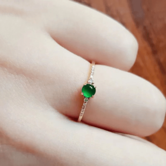 Bieauli Ring green Natural Stone Minimal S925 Jade Ring