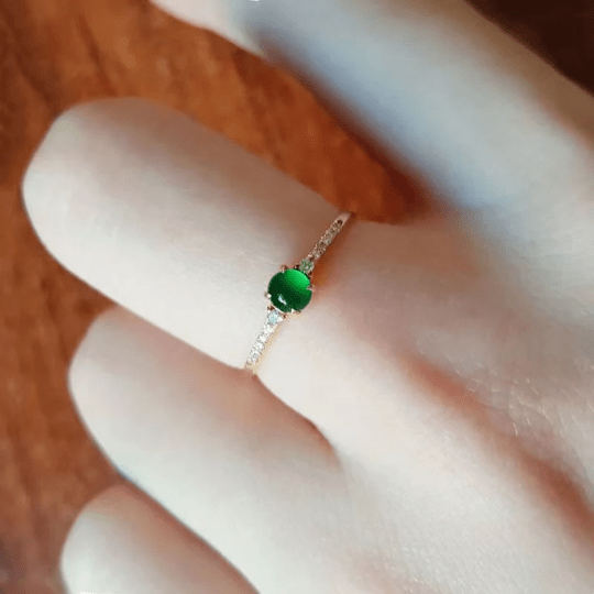 Bieauli Ring green Natural Stone Minimal S925 Jade Ring