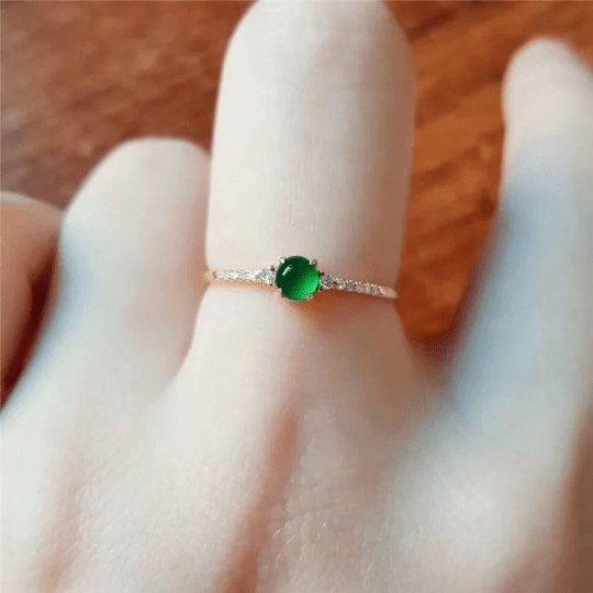 Bieauli Ring green Natural Stone Minimal S925 Jade Ring