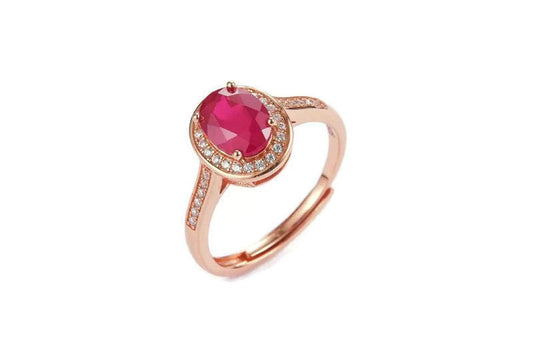 Bieauli Ring Rose Gold & Ruby Ring with July Birthstone