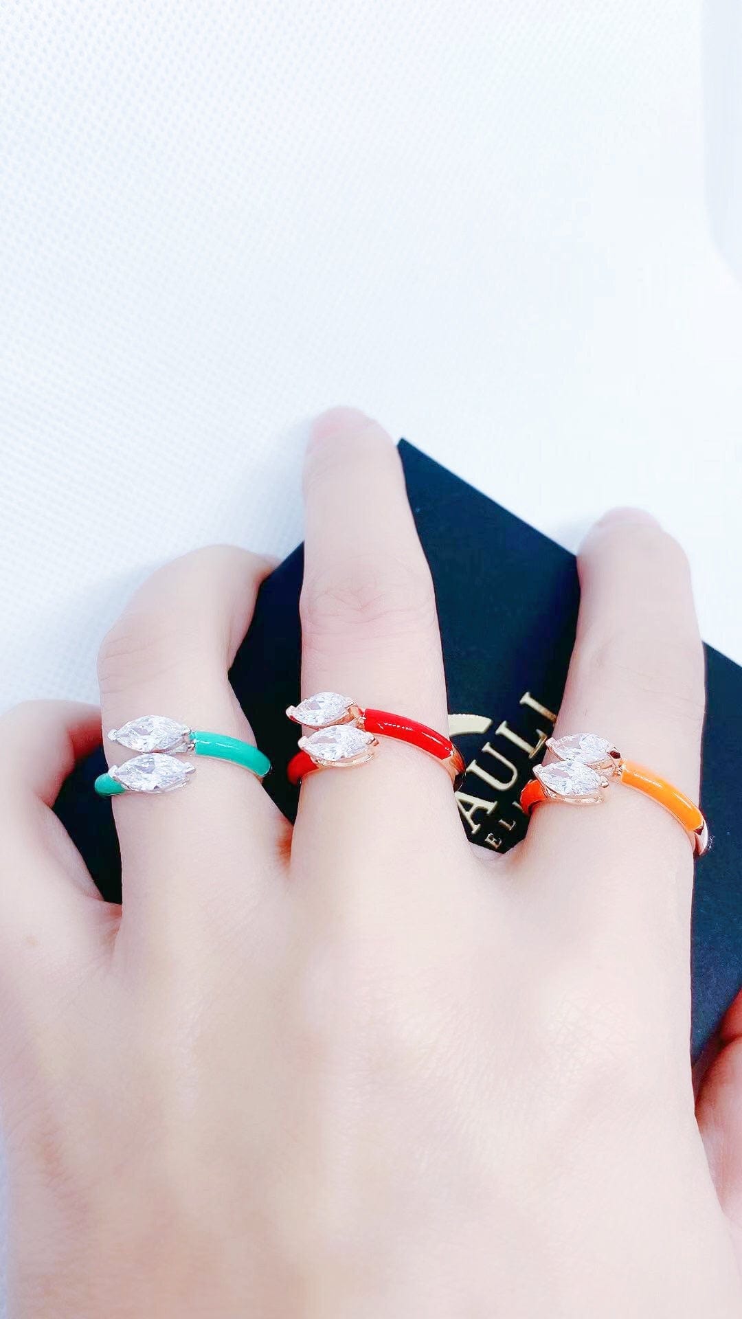 Bieauli Ring Twin Stone Ring- Open Design Gemstone