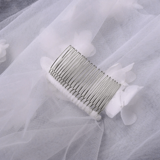 Bieauli  veil 3D Flowers & Lace Fingertip Veil, Bridal Cape Veil