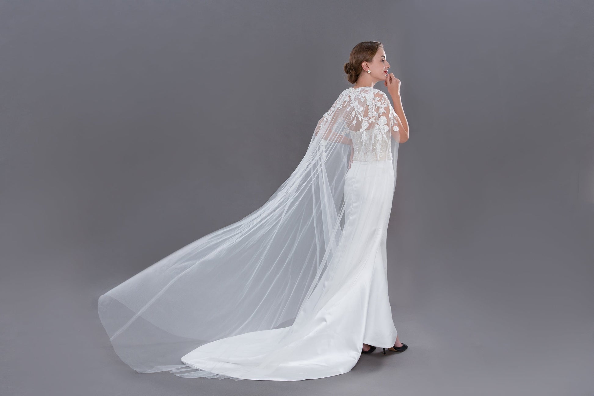 Bieauli veil IVORY Lace Bridal Cape Veil, Lace Wedding Cape