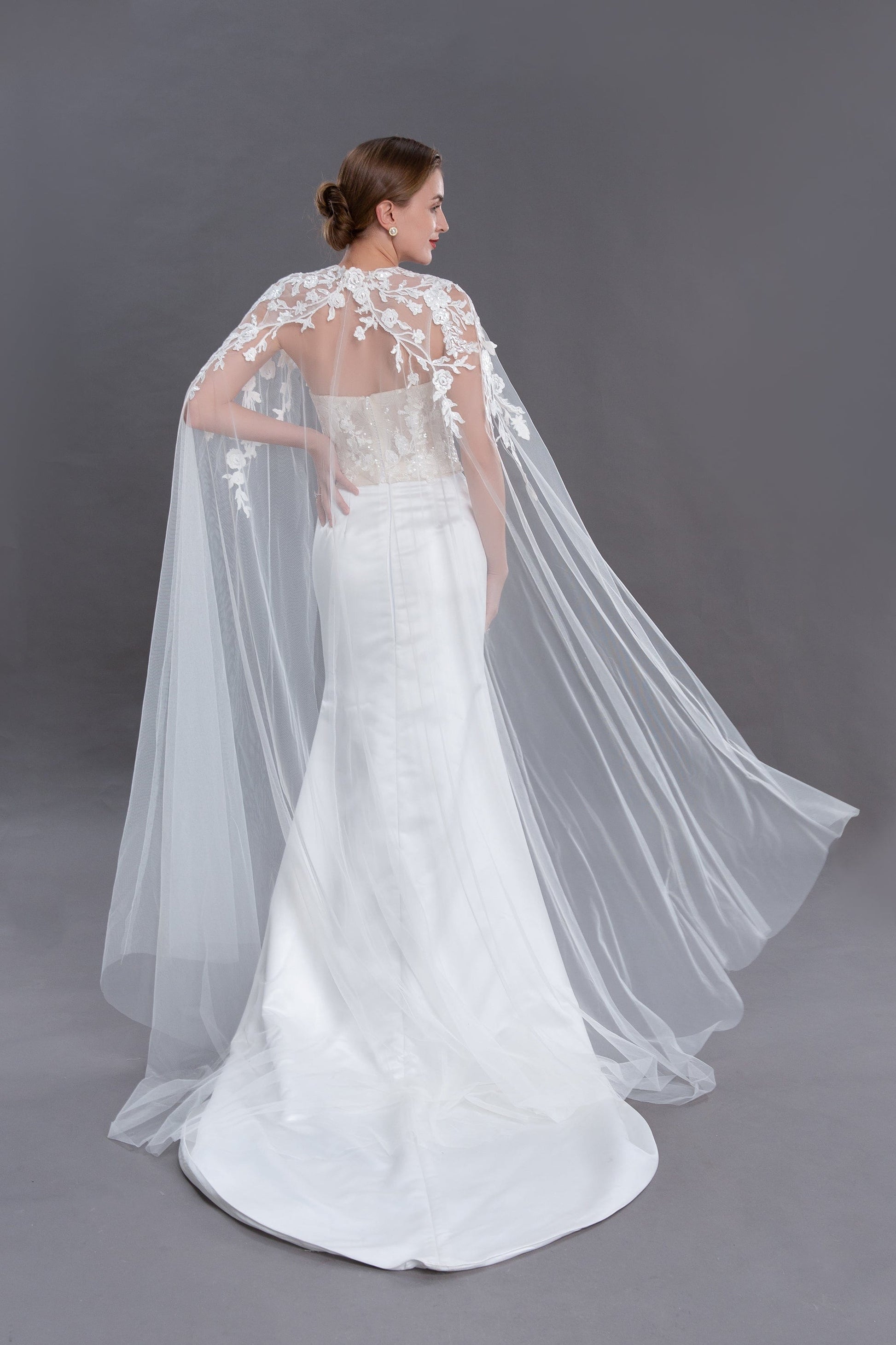 Bieauli veil IVORY Lace Bridal Cape Veil, Lace Wedding Cape