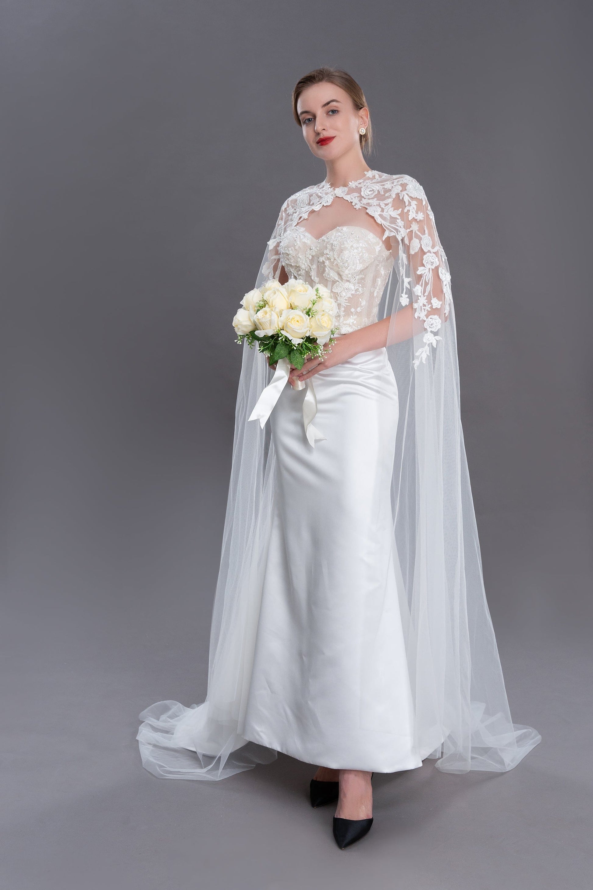 Bieauli veil IVORY Lace Bridal Cape Veil, Lace Wedding Cape