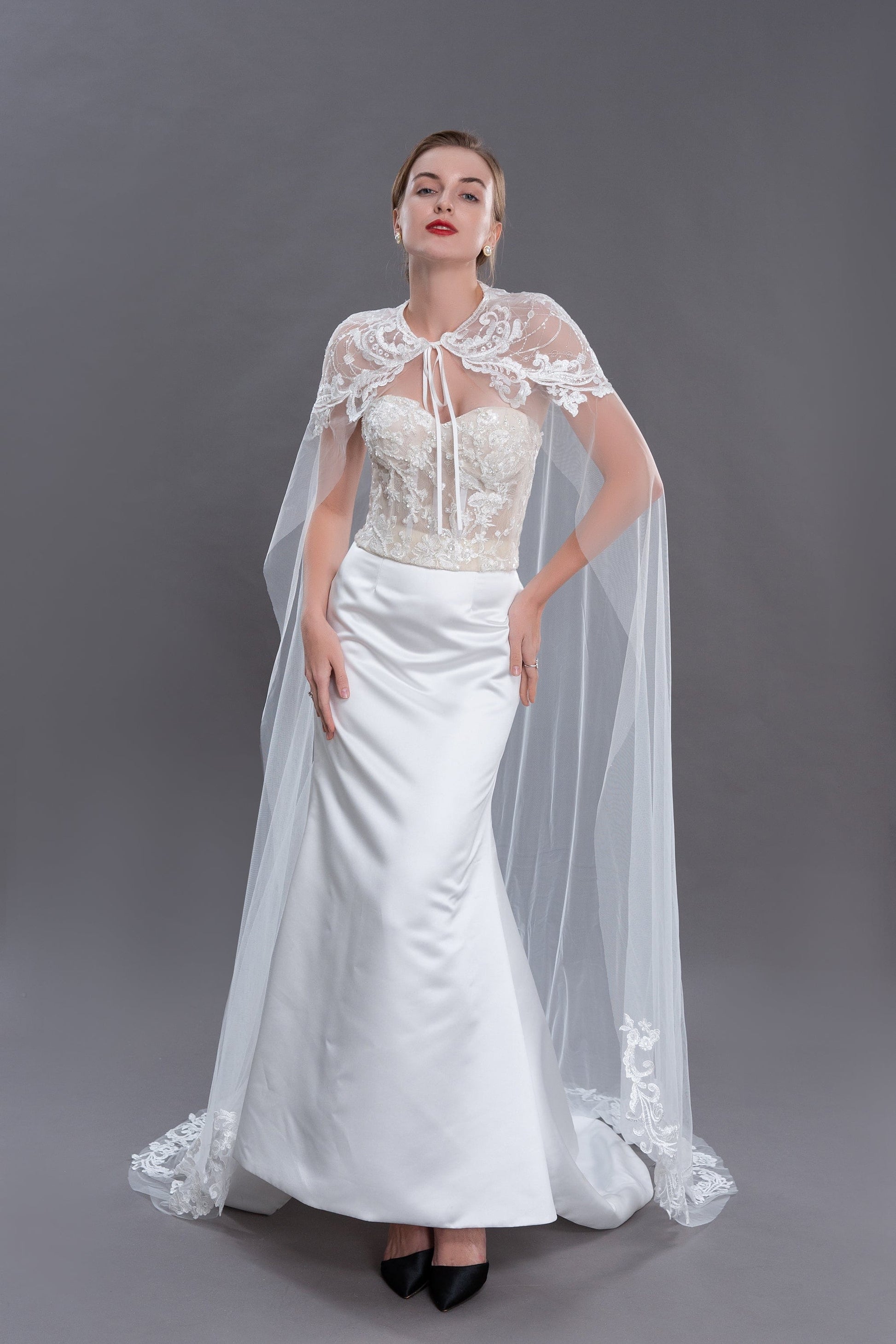 Bieauli  veil ivory Wedding Shawl, Light Ivory Brtdal Cape Wedding, Lace Shawl Veil, Bridal Lace Cloak, Shoulder Wedding Accessories, Cape Veil