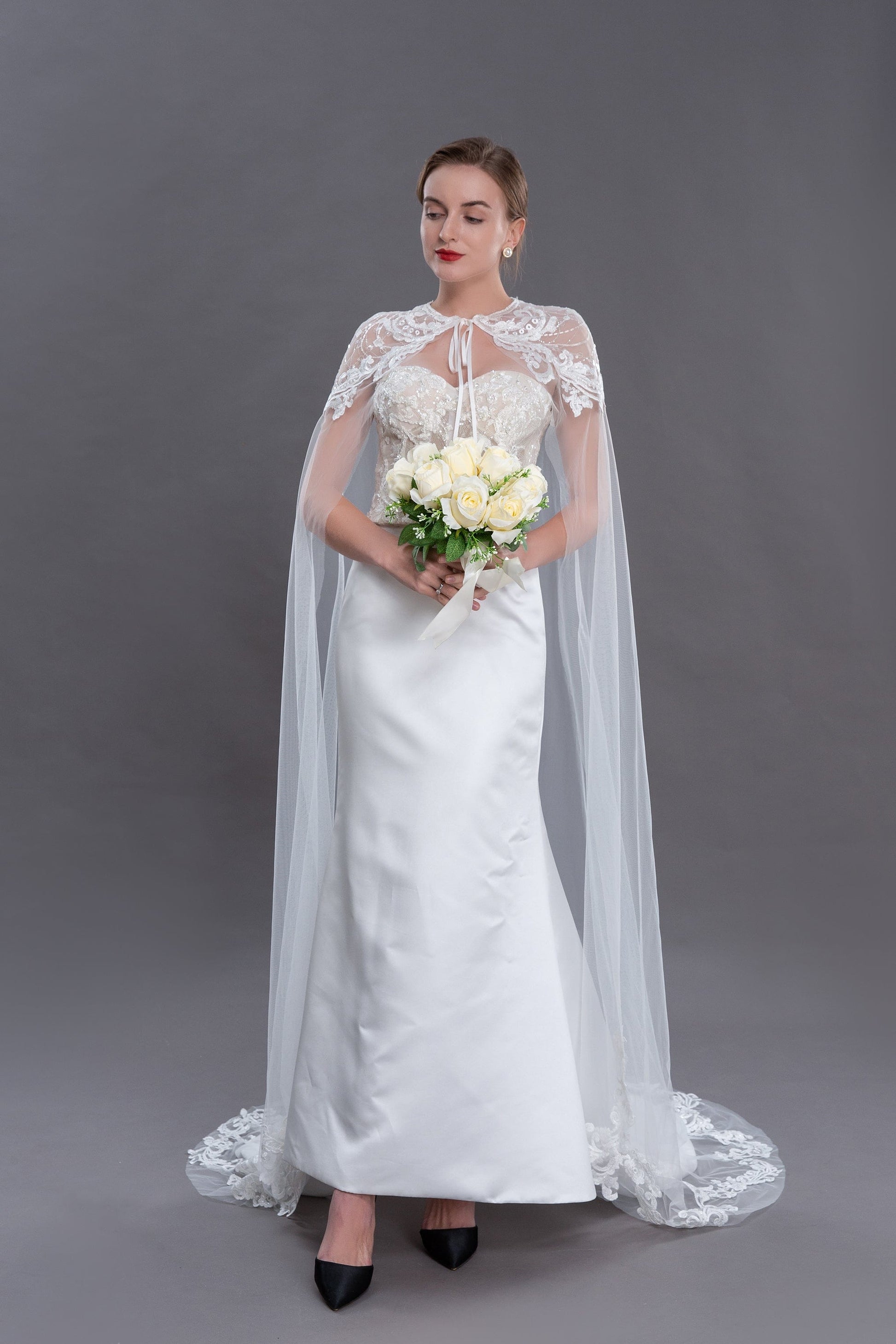 Bieauli  veil ivory Wedding Shawl, Light Ivory Brtdal Cape Wedding, Lace Shawl Veil, Bridal Lace Cloak, Shoulder Wedding Accessories, Cape Veil