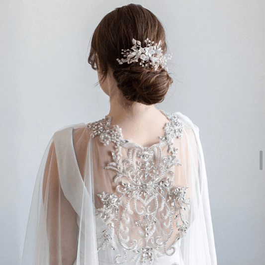 Bieauli  veil Rhinestone Appliqué Bridal Cape Veil ,Modern Wedding Cape Veil